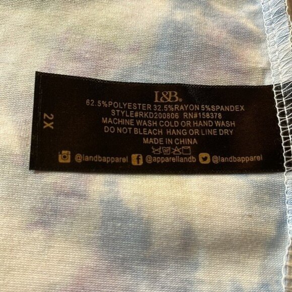 Lucky & Blessed Duster with Pockets, Blue Yellow and Purple Tie Dye, NWT 2X - Picture 8 of 9
